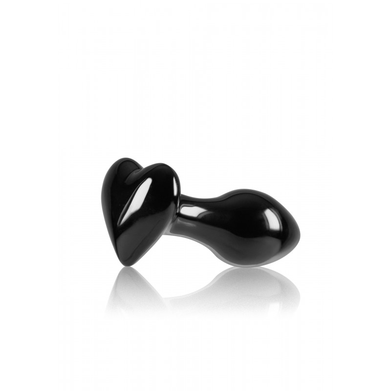 Korek analny w kształcie serduszka z czarnego szkła 10083