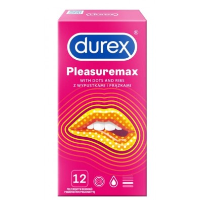 Prezerwatywy z wypustkami i prążkami Durex Pleasuremax 12 szt. 10928