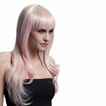 Blond peruka z różowymi refleksami wysokiej jakości 9145