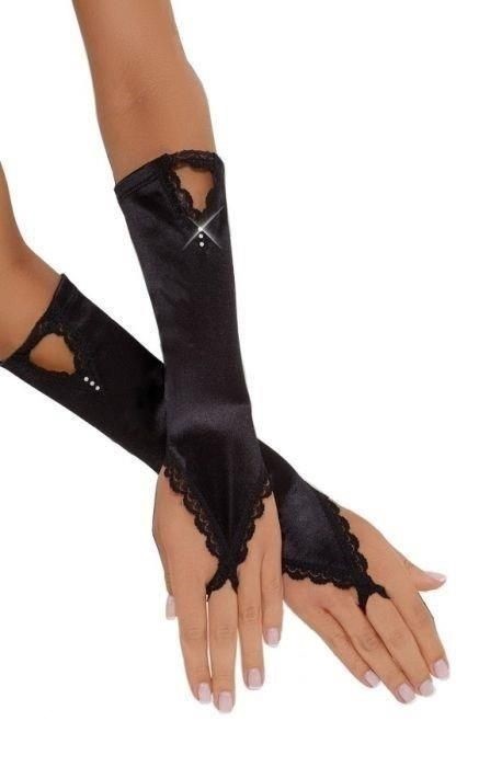 Czarne satynowe rękawiczki SLC